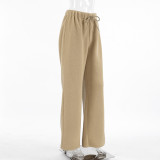 Wide-Leg Fleece Lounge Pants with Drawstring