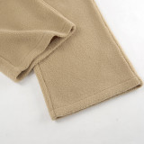 Wide-Leg Fleece Lounge Pants with Drawstring