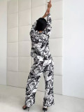 Floral Print Long Sleeve Lounge Set