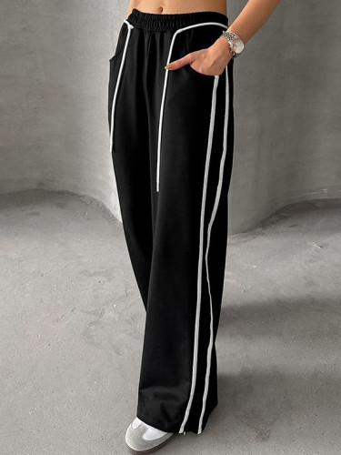 Color-Blocked Casual Sweatpants with Drawstring