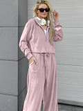 Velvet Lapel Long Sleeve Lounge Set with Wide-Leg Pants