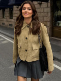 Suede-Like Blazer Jacket for Women