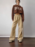 Wide-Leg Fleece Lounge Pants with Drawstring