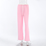 Color-Blocked Low-Rise Sports Pants with Stylish Drawstring
