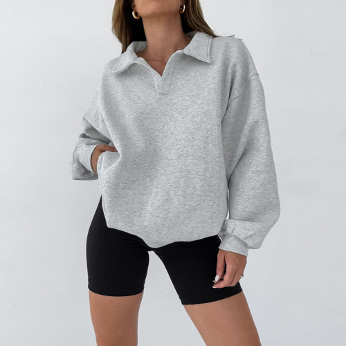 Ihoov Casual Lantern Sleeve Polo Top