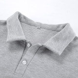 Ihoov Casual Lantern Sleeve Polo Top