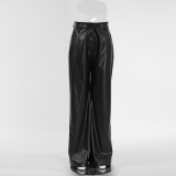 Matte Leather Loose-Fit Trousers