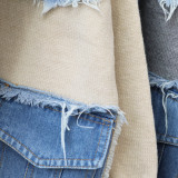 Denim Patchwork Knit Cardigan