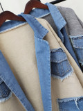 Denim Patchwork Knit Cardigan