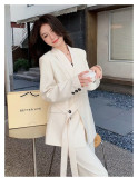 Tie-Waist Blazer and Wide-Leg Trousers Set