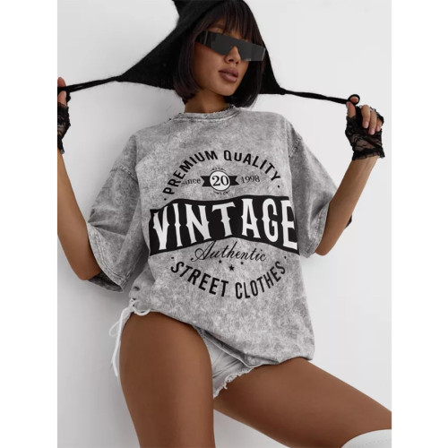 Washed Pure Cotton T-Shirt for Women