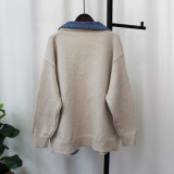 Denim Patchwork Knit Cardigan