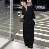 Tie-Waist Blazer and Wide-Leg Trousers Set