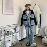 Denim Patchwork Knit Cardigan