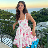 Rose Print Bodycon Dress with Adjustable Straps