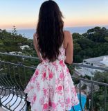 Rose Print Bodycon Dress with Adjustable Straps