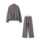 Ihoov Cotton Fleece-Lined Zip-Up Hoodie & Drawstring Jogger Set