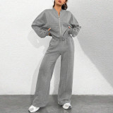 Ihoov Cotton Fleece-Lined Zip-Up Hoodie & Drawstring Jogger Set