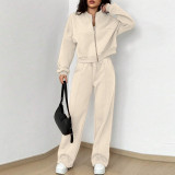 Ihoov Cotton Fleece-Lined Zip-Up Hoodie & Drawstring Jogger Set