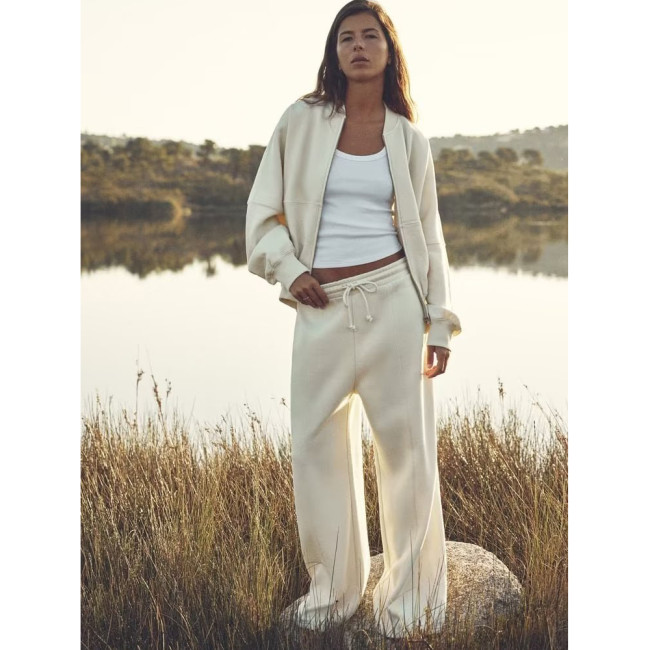 Ihoov Cotton Fleece-Lined Zip-Up Hoodie & Drawstring Jogger Set