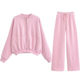 Ihoov Cotton Fleece-Lined Zip-Up Hoodie & Drawstring Jogger Set