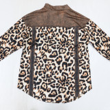 Leopard Print Long Sleeve Button-Up Top with Bodycon Skirt Two-Piece Set