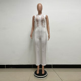 Lace Trim Crochet Sleeveless Jumpsuit
