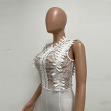 Lace Trim Crochet Sleeveless Jumpsuit
