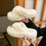 Lazy People Wear Cross Thick Soled Open Toe Pur Slippers