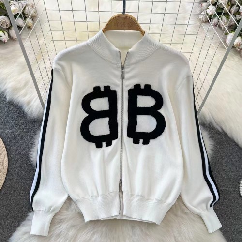 Long Sleeve Stand Collar Zip Knit Jacket & Slim Fit Wide Leg Pants Set