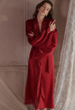 Long Lace-Trimmed Silk Sleepwear Robe Set for Women