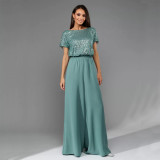 Sparkling Sequin Fashion Short Sleeve and Casual Long Pants Jumpsuit