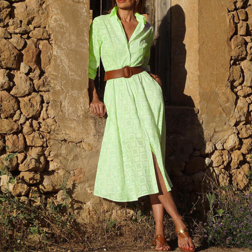 Plaid Print Midi Shirt Dress