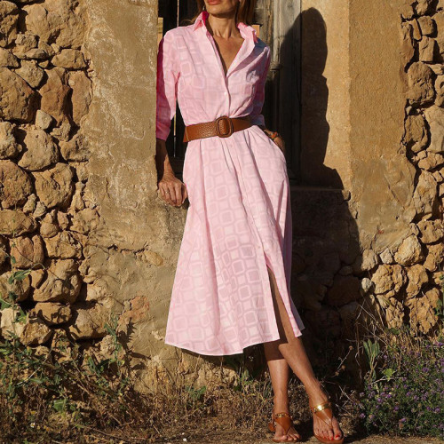 Plaid Print Midi Shirt Dress