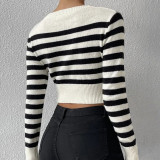 Striped Cropped Knit Top