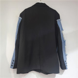 Color-Block Oversized Denim Jacket for Women
