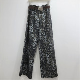 Leopard Print Straight-Leg Wide-Leg Jeans