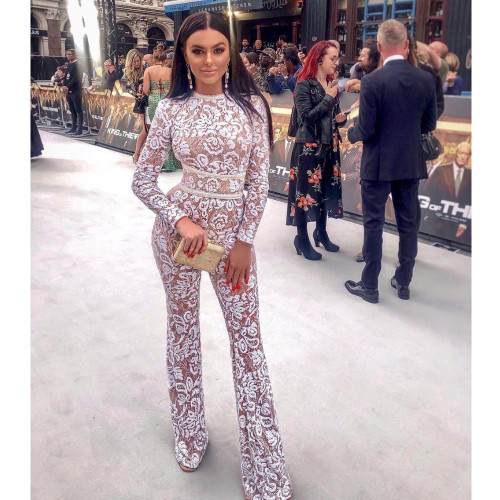 Lace-Trimmed Slim Fit Jumpsuit