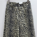 Leopard Print Straight-Leg Wide-Leg Jeans