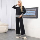 Casual Knit Top & Wide-Leg Pants Two-Piece Set