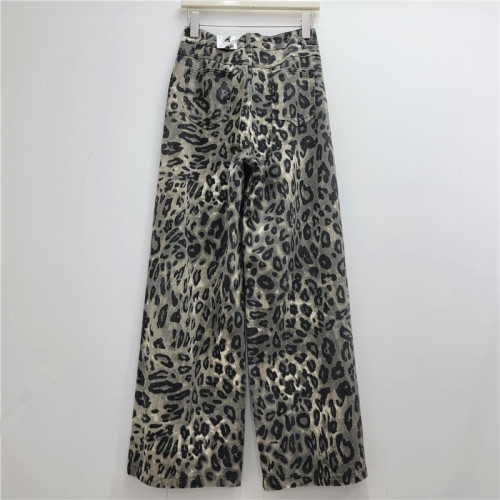 Leopard Print Distressed Casual Wide-Leg Jeans for Women