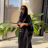 Batwing Sleeve Abaya with Fashionable Leather Buckles