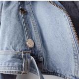 Unique Removable Faux Fox Fur and Bunny Fur Lined Denim Jacket for Women