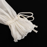 Ruffled Tie Waist V-Neck Long Sleeve A-Line Dress