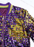 Long Sleeve Sequin Fashion Trend Baseball Jacket for Women