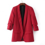 Unique Buttonless Notched Lapel Casual Women's Blazer