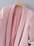 Unique Buttonless Notched Lapel Casual Women's Blazer