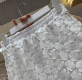 Sweet macaron mid-length skirt with embroidered fringe hem solid color women's skirt