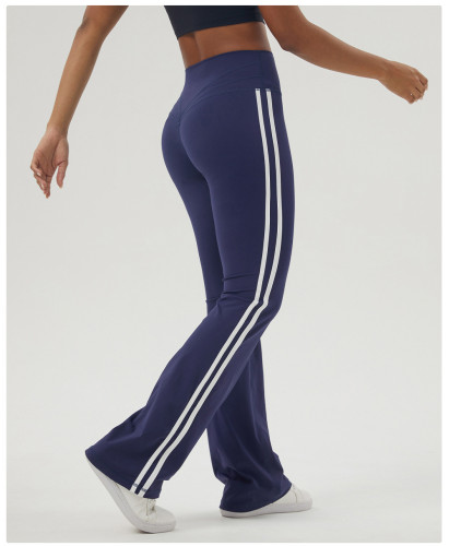 Dance and Fitness Color-Block Striped Flared Yoga Pants