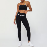 Barely There Feel and Cross-Waist Leggings Color-Block Yoga Set